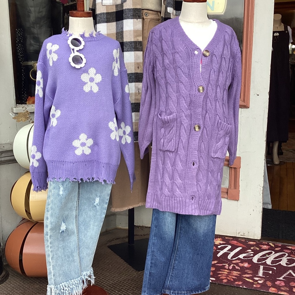 Little girl purple cardigan